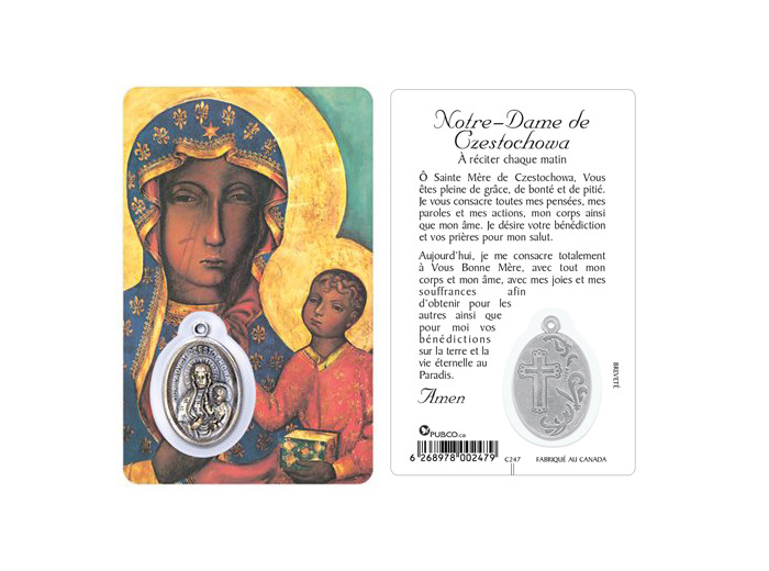 Carte-prière avec insertion NOTRE DAME DE CZESTOCHOWA
