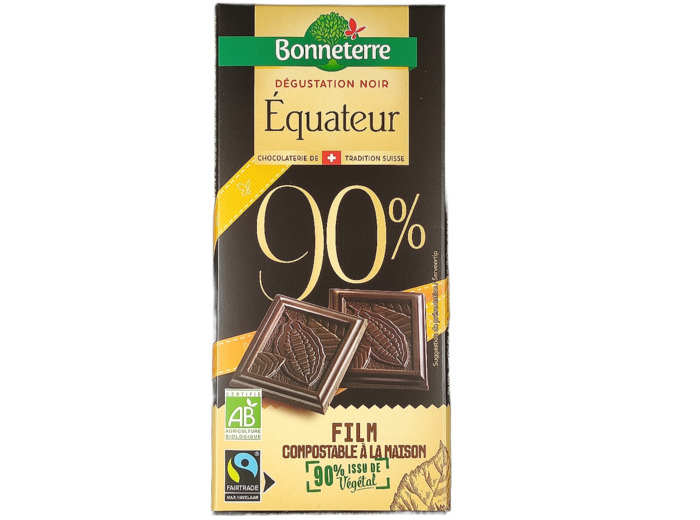 Chocolat Dégustation Noir 90% Equateur Bio 80g