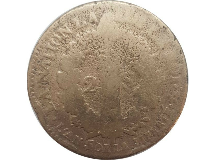 FRANCE LOUIS XVI 2 SOLS FRANÇAIS 1793 An 5 BB (Strasbourg) 20gr33 B+ nettoyée