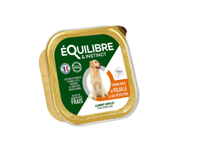 Équilibre & Instinct Chien Senior, Pâtée riche en volaille & aux petits pois - 300g