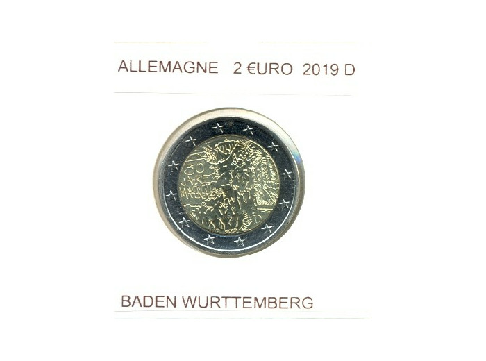ALLEMAGNE 2019 D  2 EURO COMMEMORATIVE CHUTE DU MUR DE BERLIN SUP