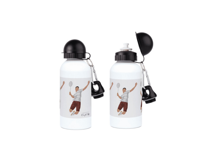 Gourde aluminium "Joueur de badminton" - personnalisable