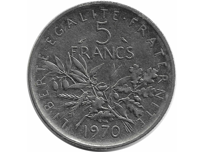 FRANCE 5 FRANCS ROTY 1970 TTB+