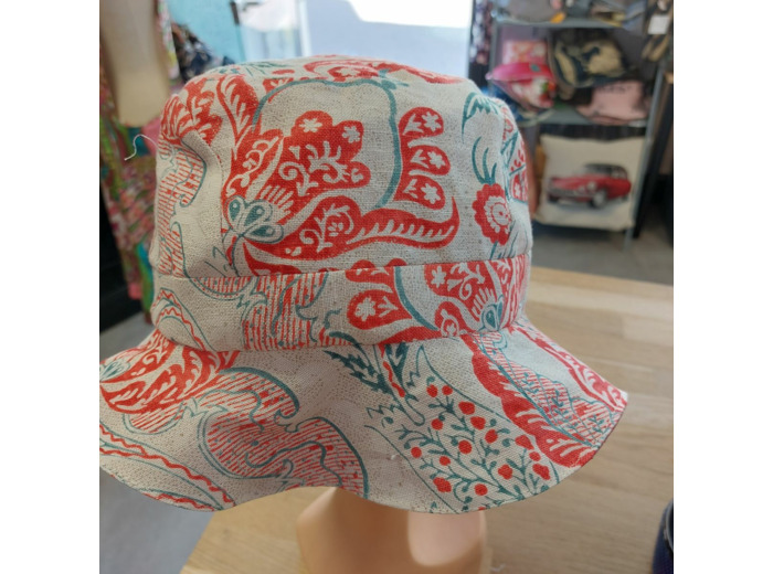 Chapeau "Amelie" dessin cashmere en 100% lin