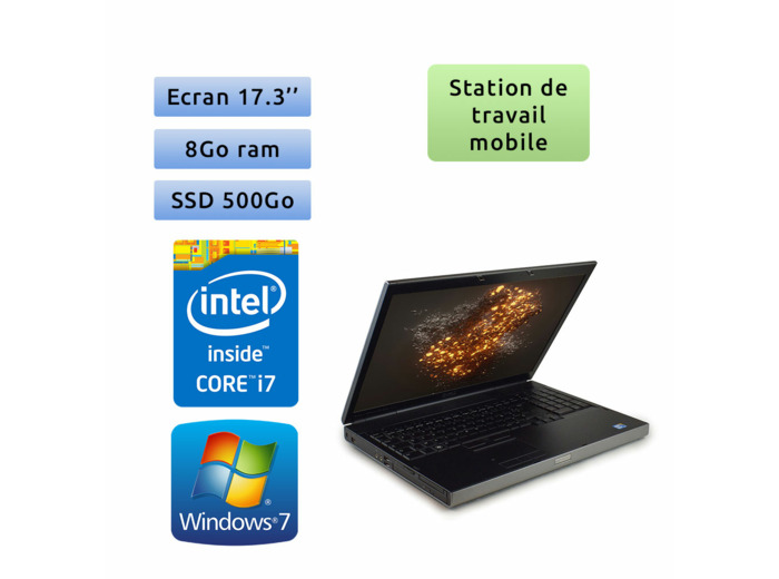 Dell Precision M6500 - Windows 7 - i7 8Go 500Go SSD - 17.3 - Station de travail Mobile PC