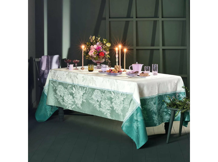 Nappe JARDIN DE PIVOINES VERT Garnier-Thiebaut