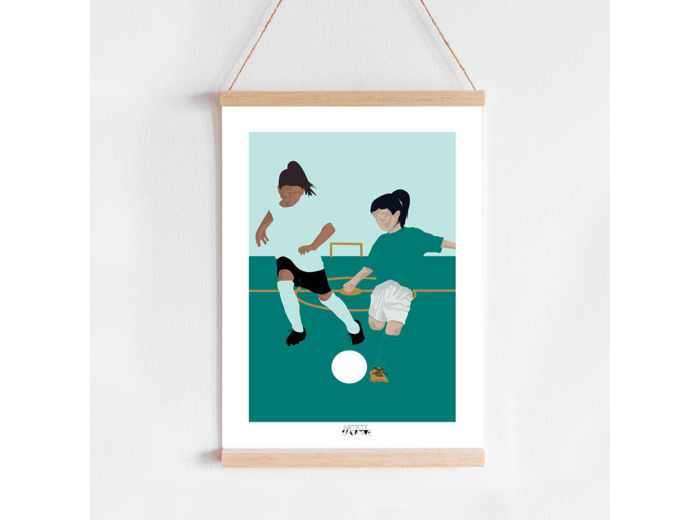 Affiche football "Les deux footballeuses"