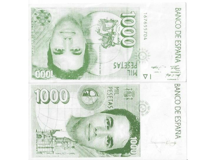Reproduction 1000 PESETAS VERT