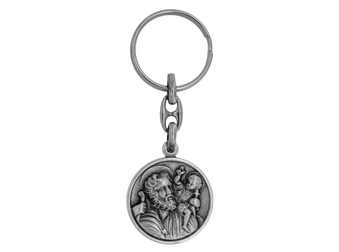Porte-Clefs en Métal Argenté 30mm - CHRISTOPHE