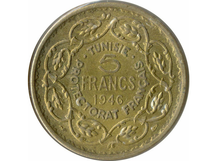 TUNISIE 5 FRANCS 1946 TTB