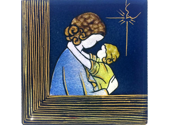 Vierge de Botticelli 8,1X8,1cm - EMAUX DU LIBAN