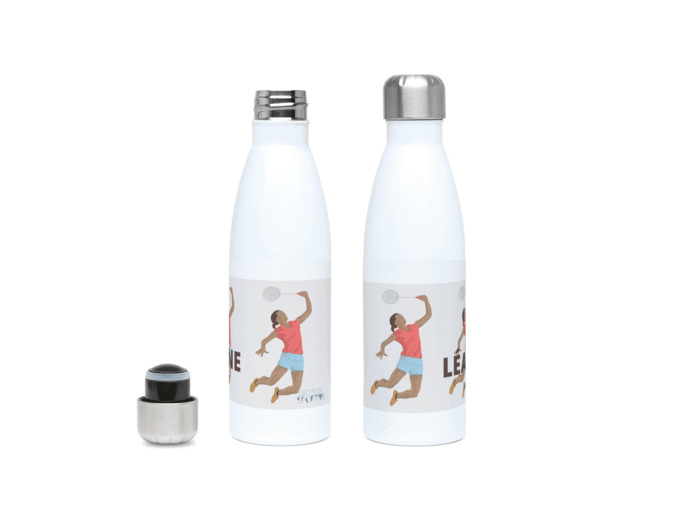 Gourde isotherme "Joueuse de badminton" - personnalisable