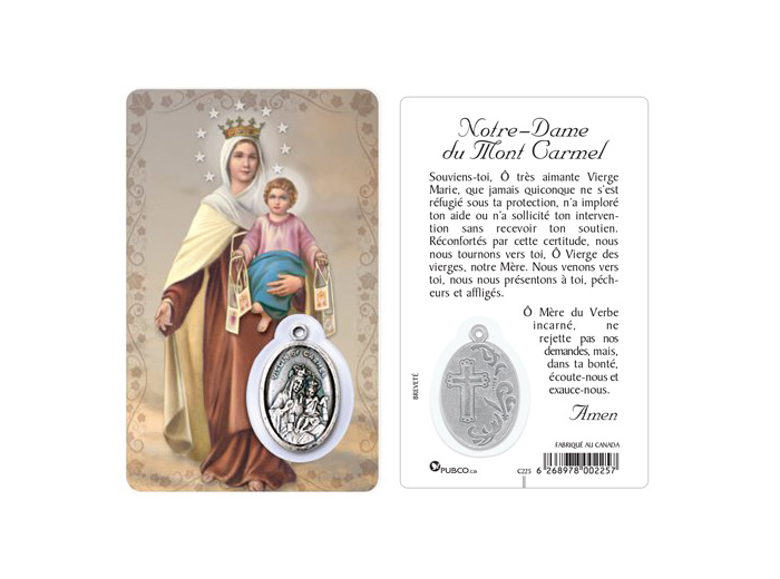 Carte-prière avec insertion ND DU MT CARMEL