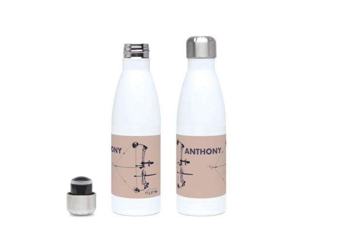 Gourde isotherme de tir à l'arc "'L'arc à poulie" - personnalisable