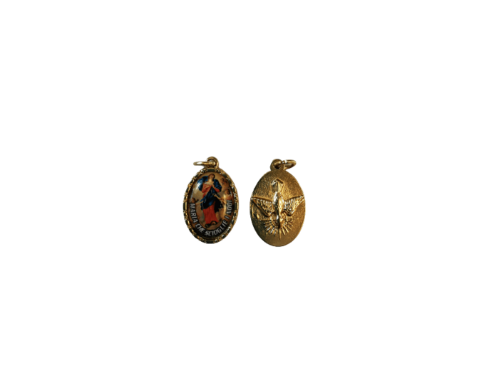 Médaille 20mm en Métal Doré avec Résine  - MARIE QUI DEFAIT NOEUDS