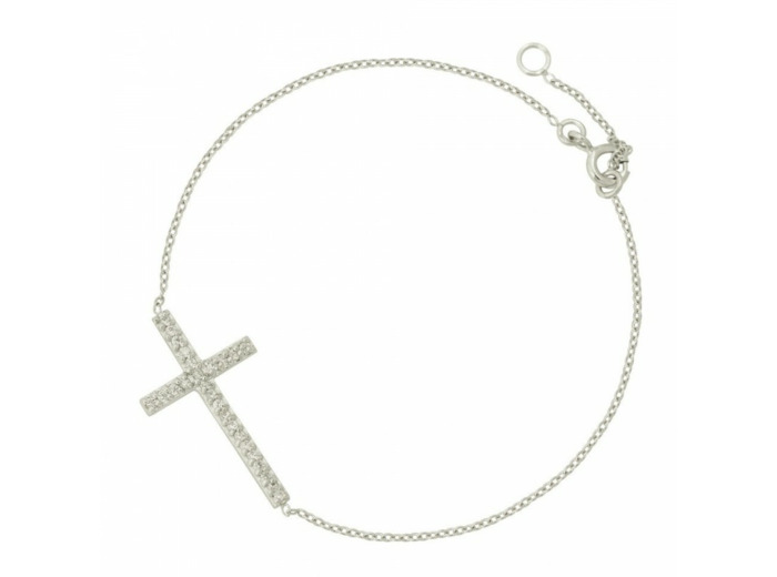 Bracelet en Argent 925 - CROIX STRASS 25MM
