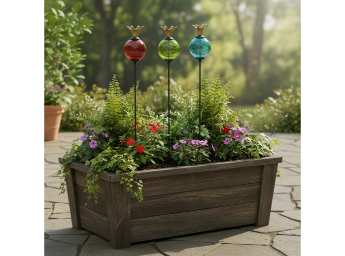 Ensemble 3 grand tuteurs boule fonte couronne 12x140cm