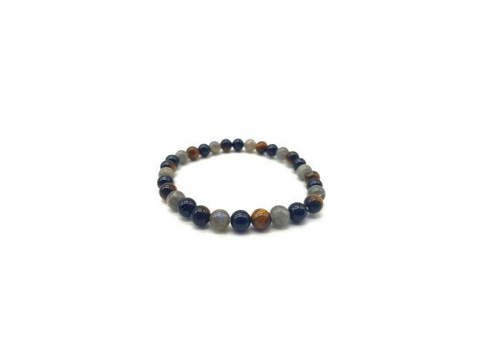 Bracelet en Oeil de tigre, Tourmaline, Labradorite (triple protection) 6mm
