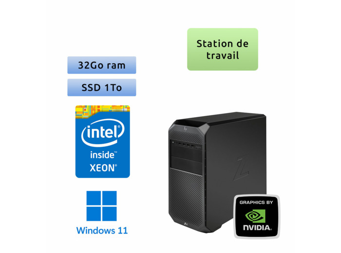 HP Z4 G4 - Windows 11 - W-2125 32Go 1To SSD - P2000 - Ordinateur Tour Workstation
