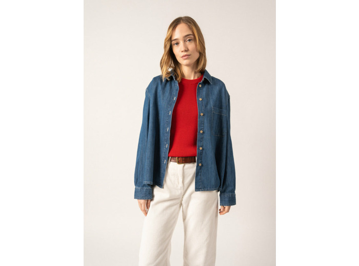 Chemise en jean Téa poche poitrine, à manches longues