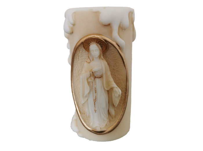CHANDELLE  ALBATRE 11CM - Sacré Coeur de Marie Beige et Or