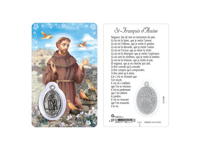 Carte-prière avec insertion ST FRANCOIS D'ASSISE