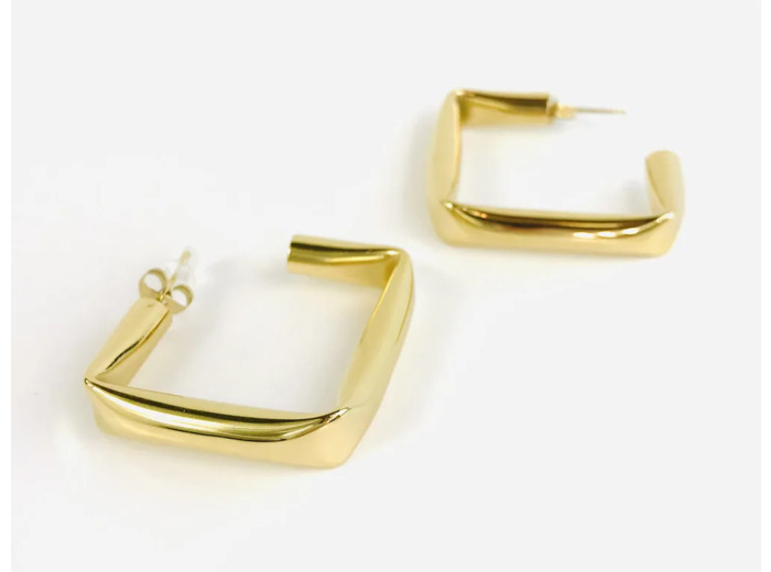 Créoles Design Carré Doré à l'Or Jaune