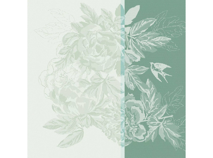Serviette de table JARDIN DE PIVOINES VERT Garnier-Thiebaut