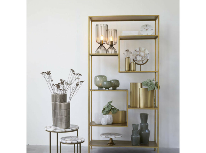 Statuette décorative Gouya marbre bronze métal 35x12x50cm