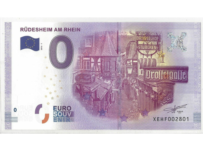 ALLEMAGNE 2016-1 RUDESHEIM AM RHEIN BILLET SOUVENIR 0 EURO TOURISTIQUE NEUF