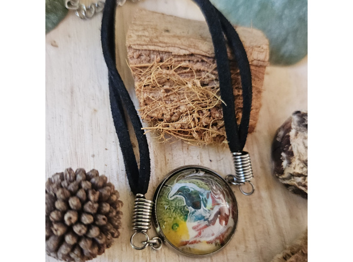 Bracelet en cordon avec pendentif et base ronde (20 mm) en acier inoxydable