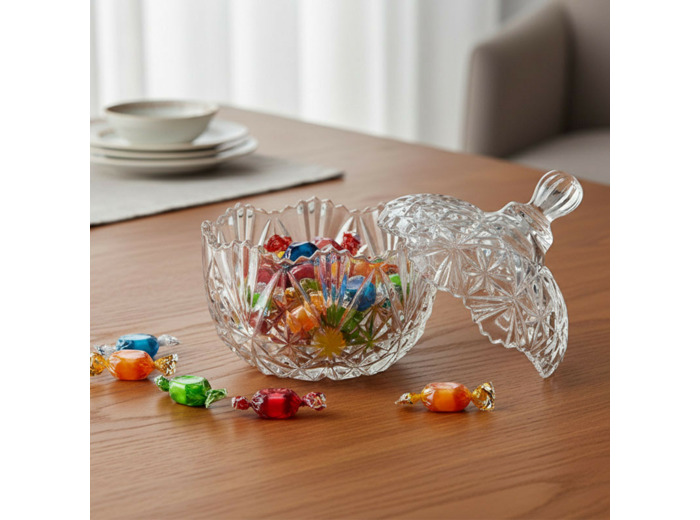 Bonbonnière ronde verre 10x13cm