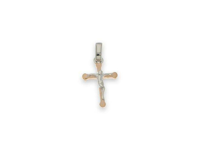 Croix en argent 925 plaqué-or 1,9cm avec Christ moderne argent