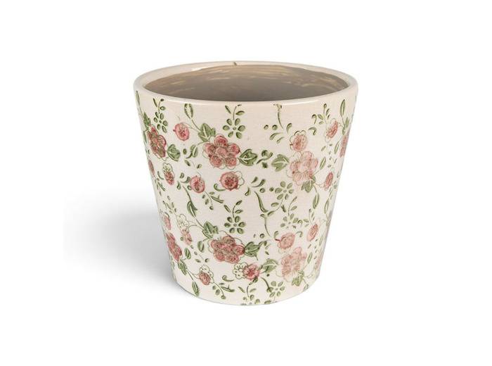 Pot de fleurs céramique beige rose 12x10cm