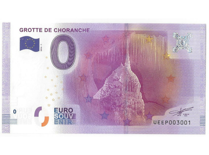 38 CHORANCHE 2016-1 LA GROTTE BILLET SOUVENIR 0 EURO
