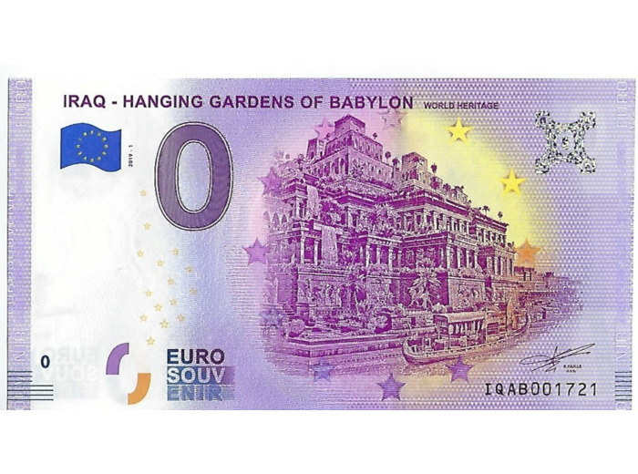 IRAQ 2019-1 HANGING GARDENS OF BABYLON BILLET SOUVENIR 0 EURO TOURISTIQUE  NEUF