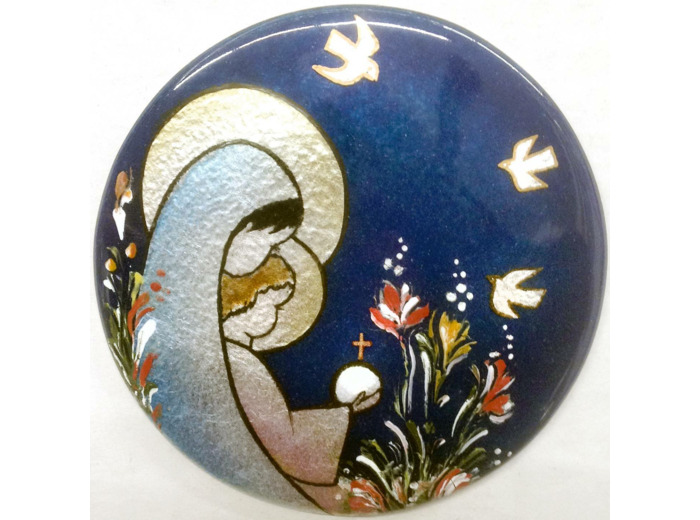 Vierge au globe D8,3cm - EMAUX DU LIBAN