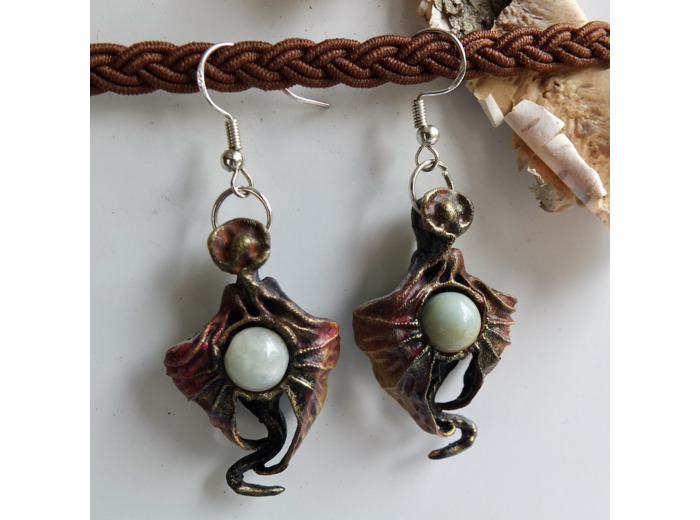 Boucles d'oreilles "Dragonnière" pierre naturelle Agate