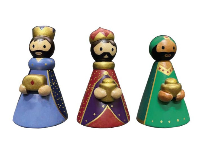 Rois Mages en bois doré et tourné 8cm