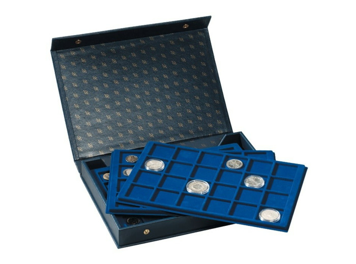 COFFRET NUMISMATIQUE L 4 PLATEAUX INCLUS BLEU 330921