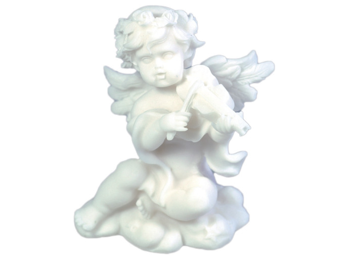 Statue en albâtre 9cm - ANGE MUSICIEN VIOLON Blanc