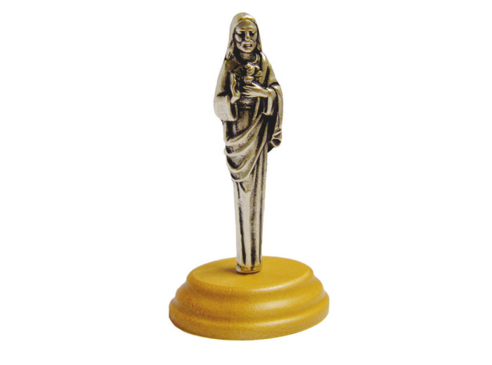 Statue 7cm en Métal Argenté avec Socle en Olivier - SACRÉ COEUR