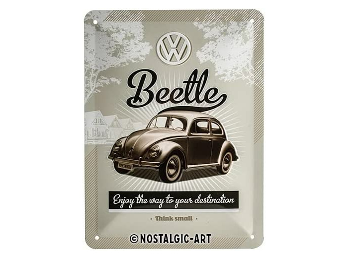 Plaque métal - Beetle Enjoy The Way To Your destination - 20 x 15 cm .