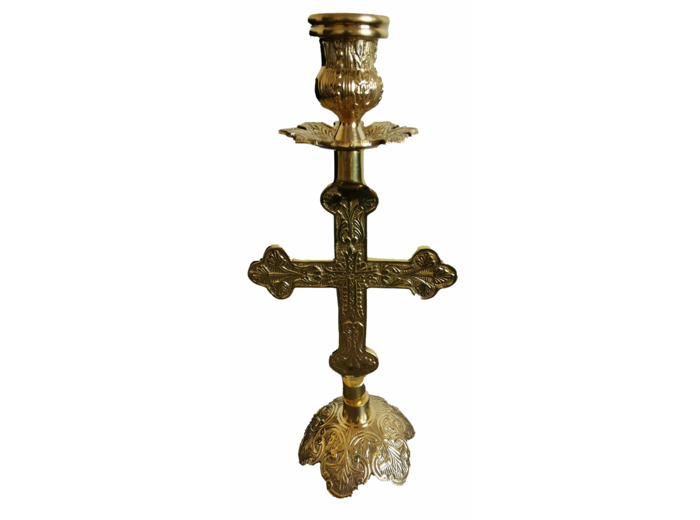 Bougeoir en Bronze Croix 28cm