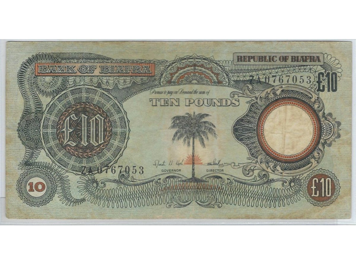 BIAFRA 10 POUNDS 1968 SERIE ZA TTB