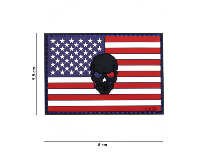 Patch 3D PVC USA + tête de mort