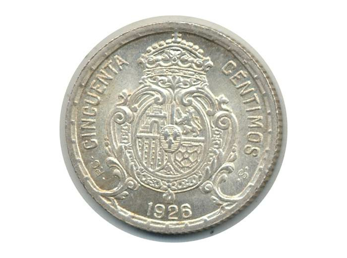ESPAGNE 50 CENTIMOS 1926 PCS ALFONSO XIII SUP (W741) N1