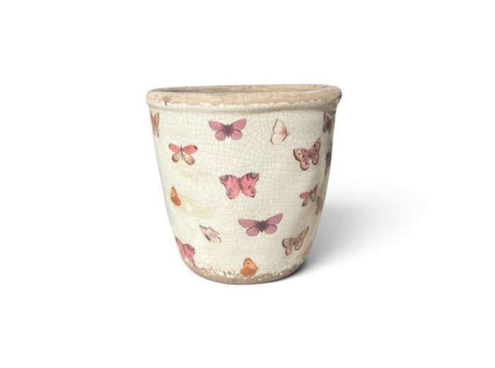 Pot de fleurs rose beige céramique 15x15x14cm