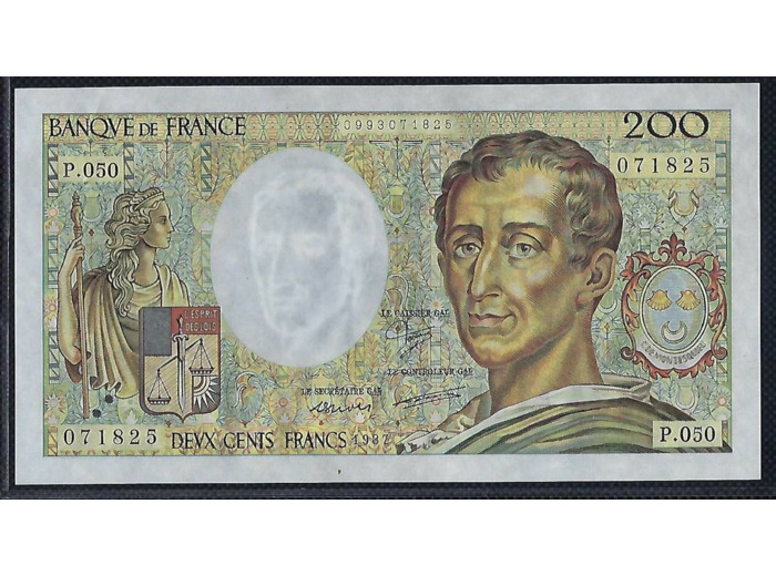 FRANCE 200 FRANCS MONTESQUIEU 1987 SERIE P.050 SPL