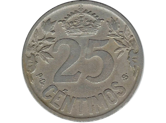 ESPAGNE 25 CENTIMOS 1925 TTB